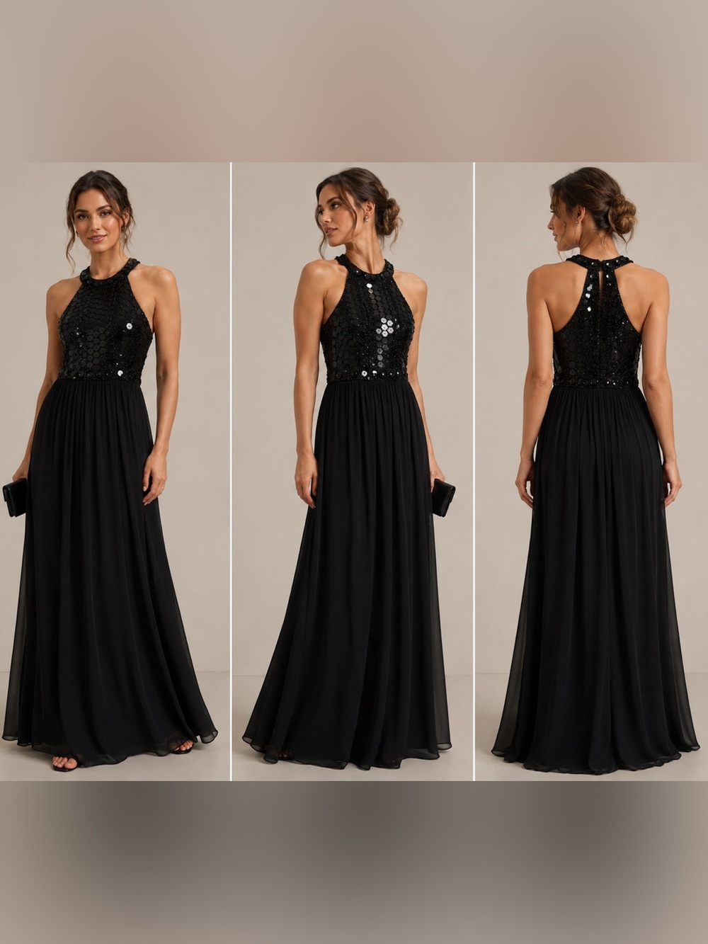 Elegant Black Beaded Gown